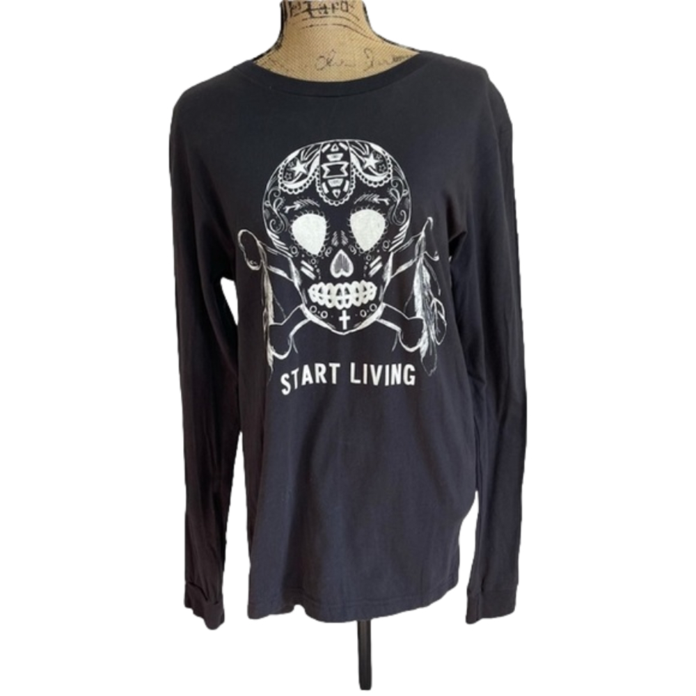 JAWBREAKING Long Sleeve Streetwear Skull and Bones “Start Living” Tee